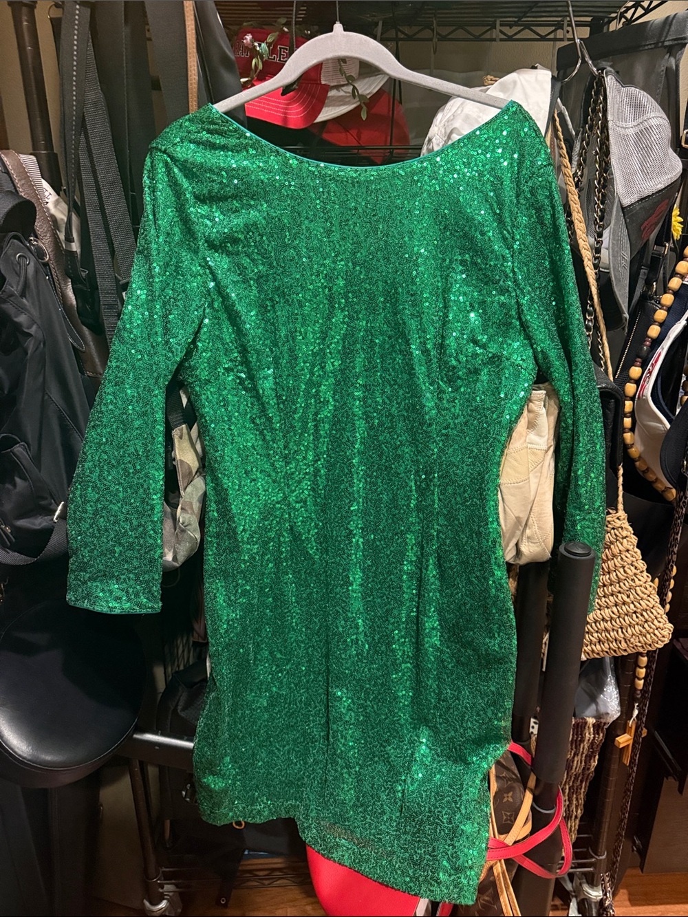 Green Sequin Boatneck Women’s Wedding Dress